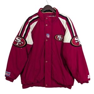 Vtg 90s San Francisco 49ers Starter Pro Line Puffy Jacket Large SF NFL Red